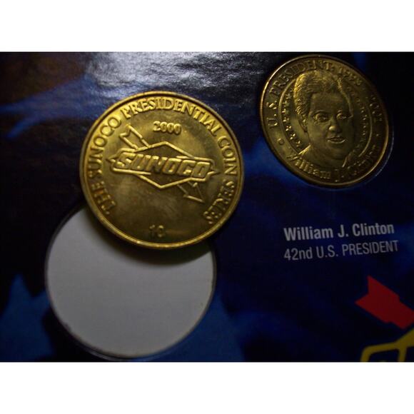 Sunoco Set Of 10 Different USA Presidents Coins On Display Holder Card 2000 - Picture 7 of 7